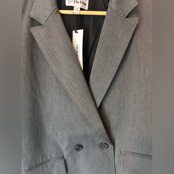 NWT The Drop Liza Relaxed Double Breasted Blazer, Heather Grey, Size M Chic - Picture 6 of 10